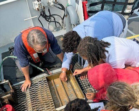 Battle Creek Central High students on the W.G. Jackson research vessel